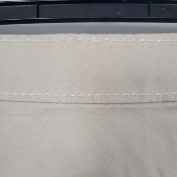 Hot Sauce Beige Skirt Knee Length White Stitching One Patch Pocket - Picture 3 of 6